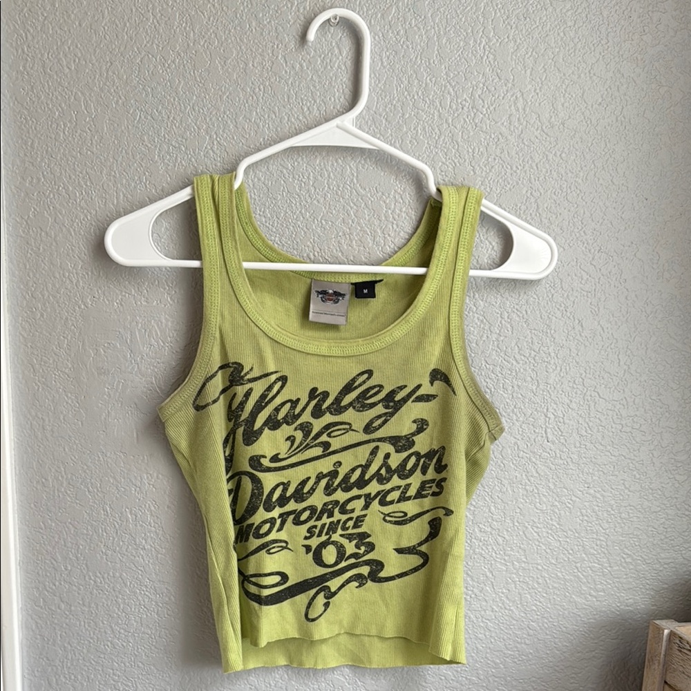 Harley-Davidson Green Graphic Crop Tank Top